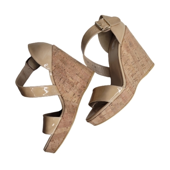 Stuart Weitzman Nude Cork Wedge Heels - Picture 2 of 14